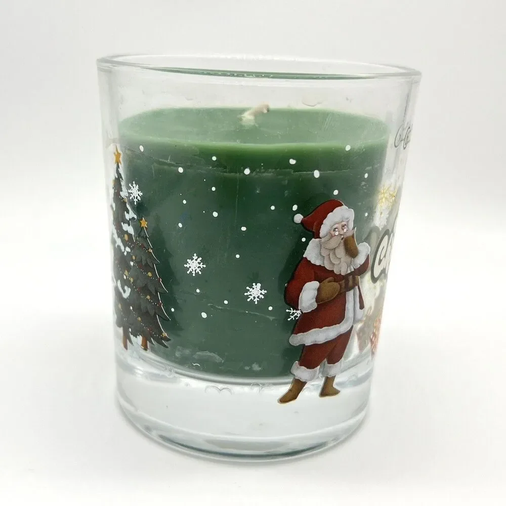 Cedar & Teak Scented 8 oz Smokeless Soy Wax Candle Glass Jar Merry Christmas NEW